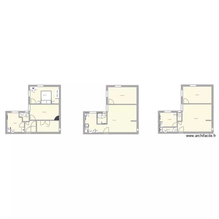 Existant am&eacute;lior&eacute;. Plan de 13  et 124 m²