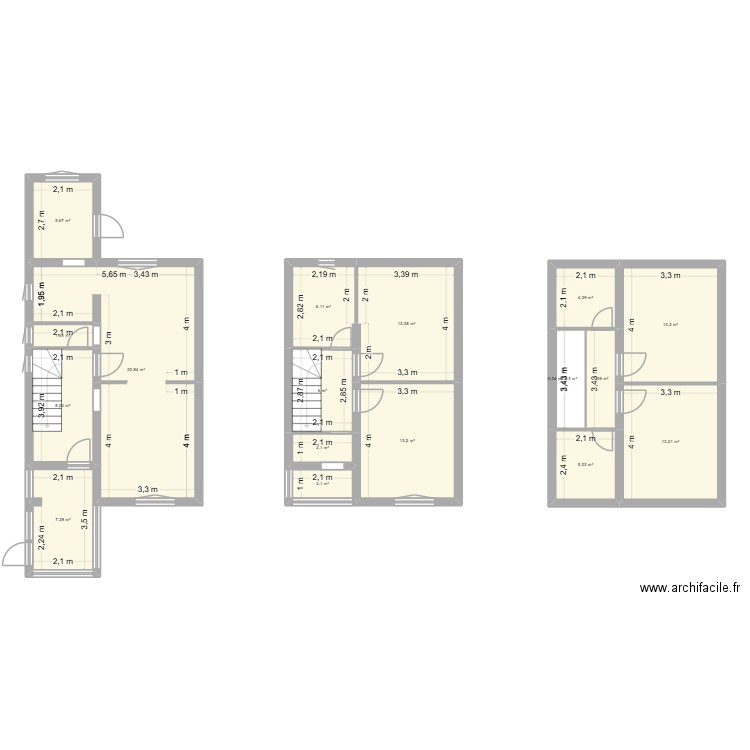 plan caro 2. Plan de 18 pièces et 140 m2
