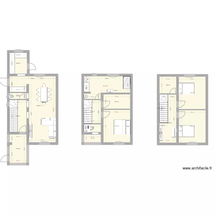 plan caro 2. Plan de 17  et 139 m²