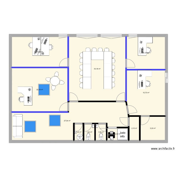 projet Cenon. Plan de 12 pièces et 139 m2