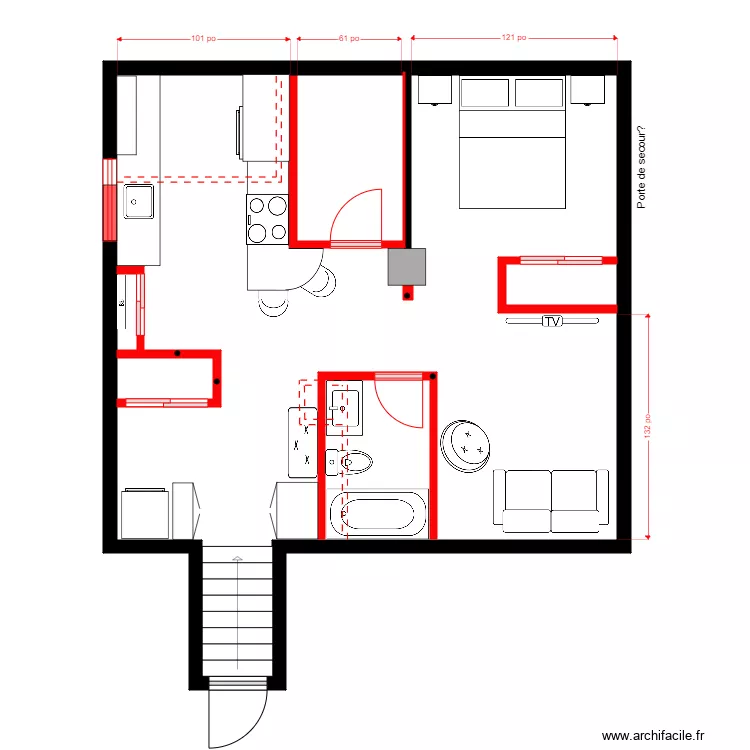Lavoie Sous-Sol 2. Plan de 1 pièce et 53 m²