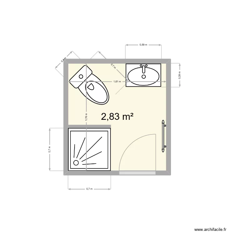 sdb étage surson. Plan de 1 et 3 m² sdb étage surson. Plan de 1 et 3 m²