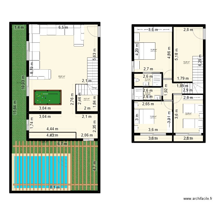 APP AMRCHICH. Plan de 13 pièces et 188 m2