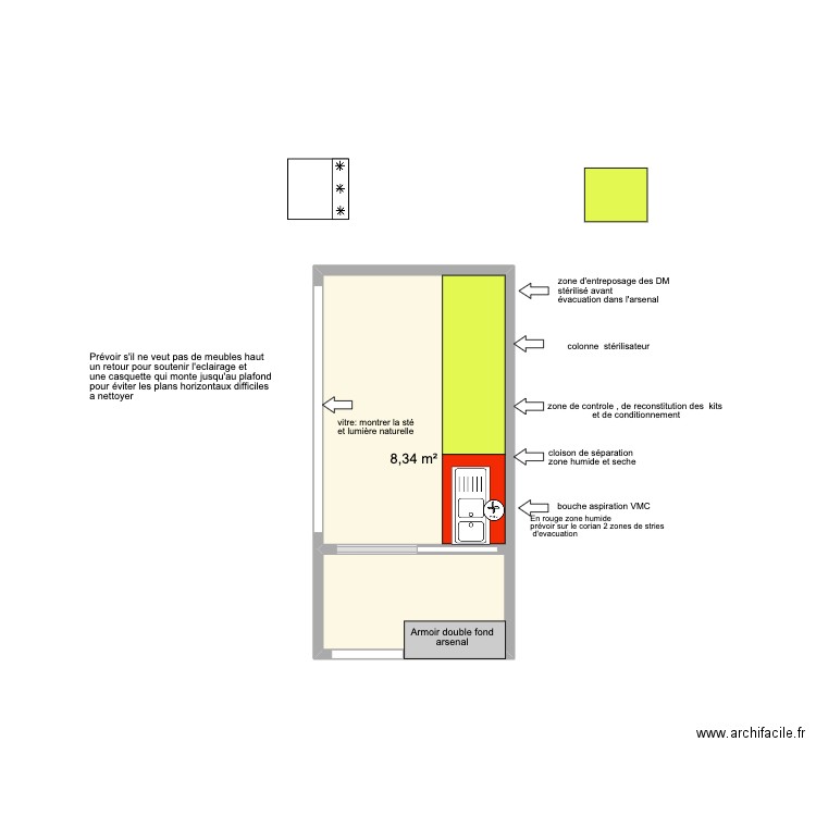 plan ste pro. Plan de 1 pièce et 8 m2