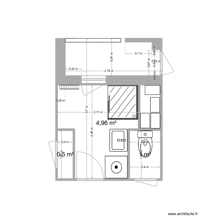 5.1 - M. Sandie à Valence - Salle d'eau / WC / Séchoir meublé. Plan de 3 et 6 m² 5.1 - M. Sandie à Valence - Salle d'eau / WC / Séchoir meublé. Plan de 3 et 6 m²