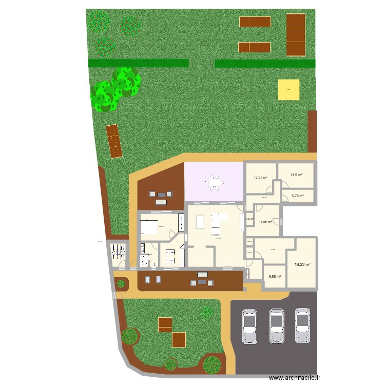 Alison - Extension Olbreuse 02. Plan de 17 pièces et 175 m2
