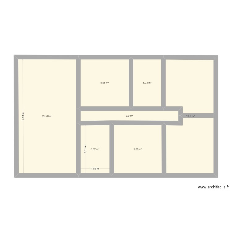 latanier. Plan de 7 pièces et 78 m2
