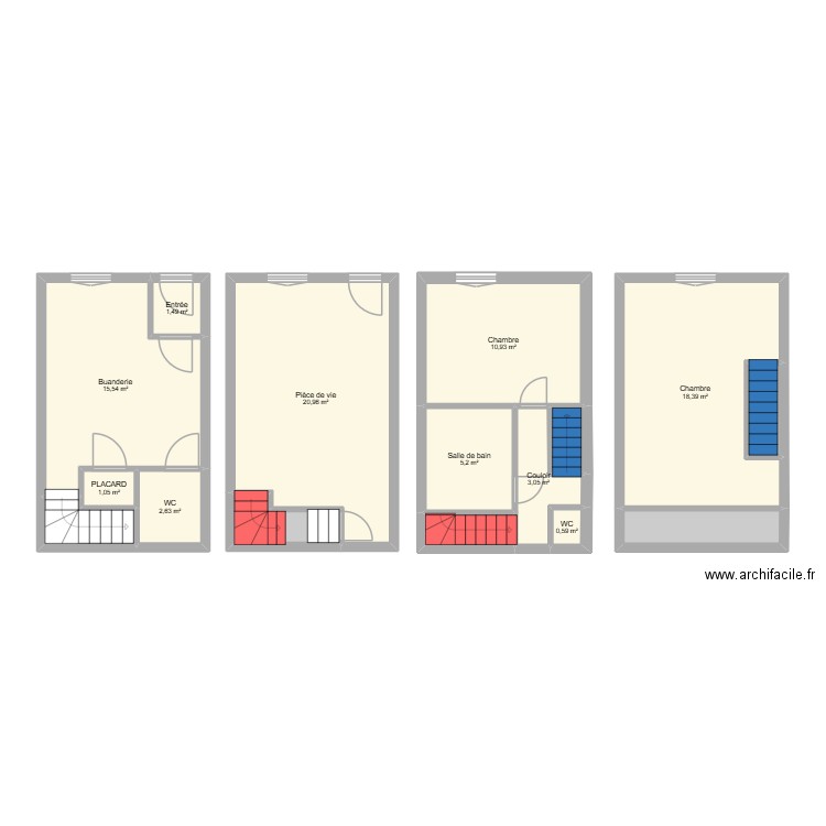 BAUQUEL. Plan de 16 pièces et 91 m2