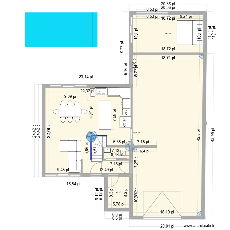 555-1. Plan de 4 pièces et 142 m2