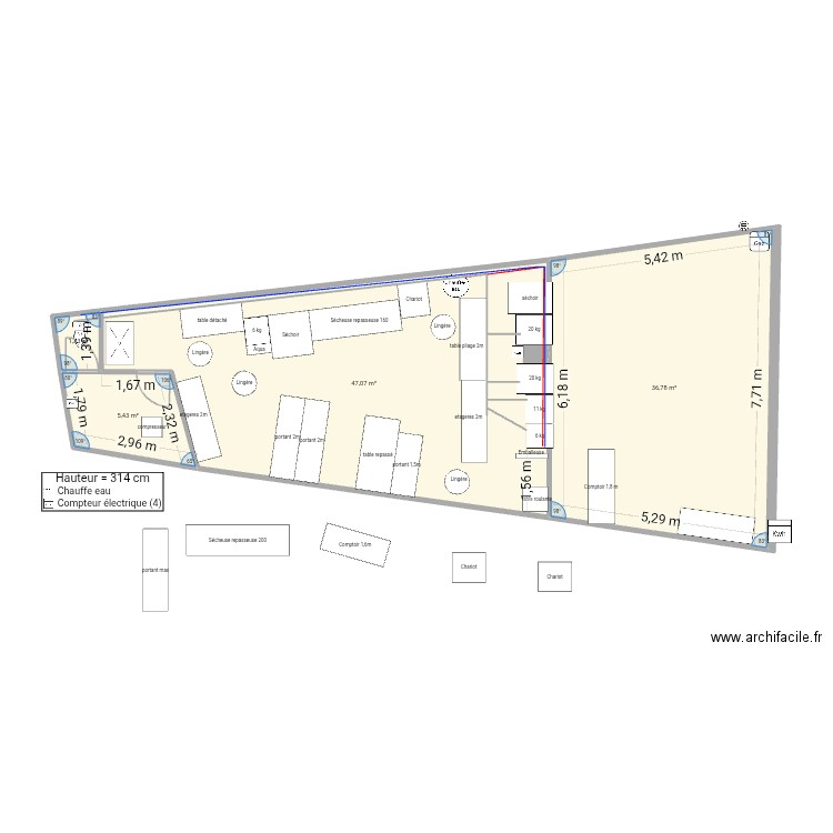 laverie merignac pressing mateo 5. Plan de 4 pièces et 91 m2