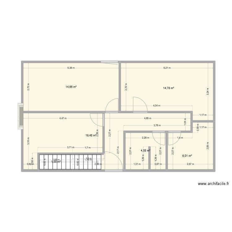 nouvelles cotes etage 3. Plan de 6 pièces et 61 m2