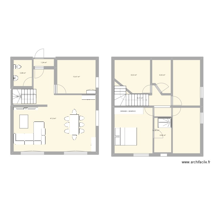 Séjour. Plan de 9 pièces et 106 m2
