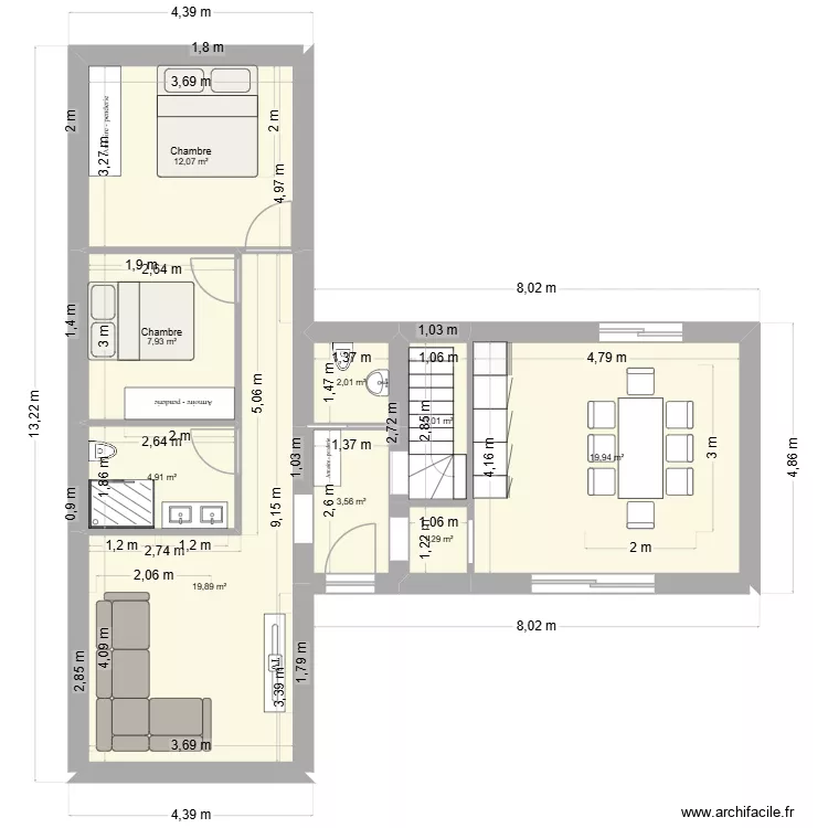 Projet Oisquercq. Plan de 9 Pièces et 75 m² Projet Oisquercq. Plan de 9 Pièces et 75 m²