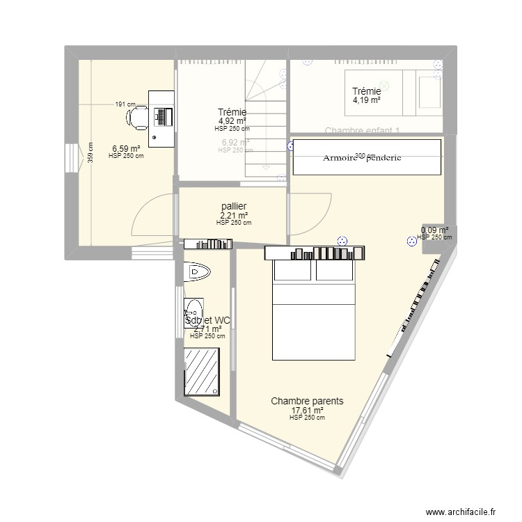 Maison 86m2 - Agrandissement. Plan de 18 pièces et 116 m2