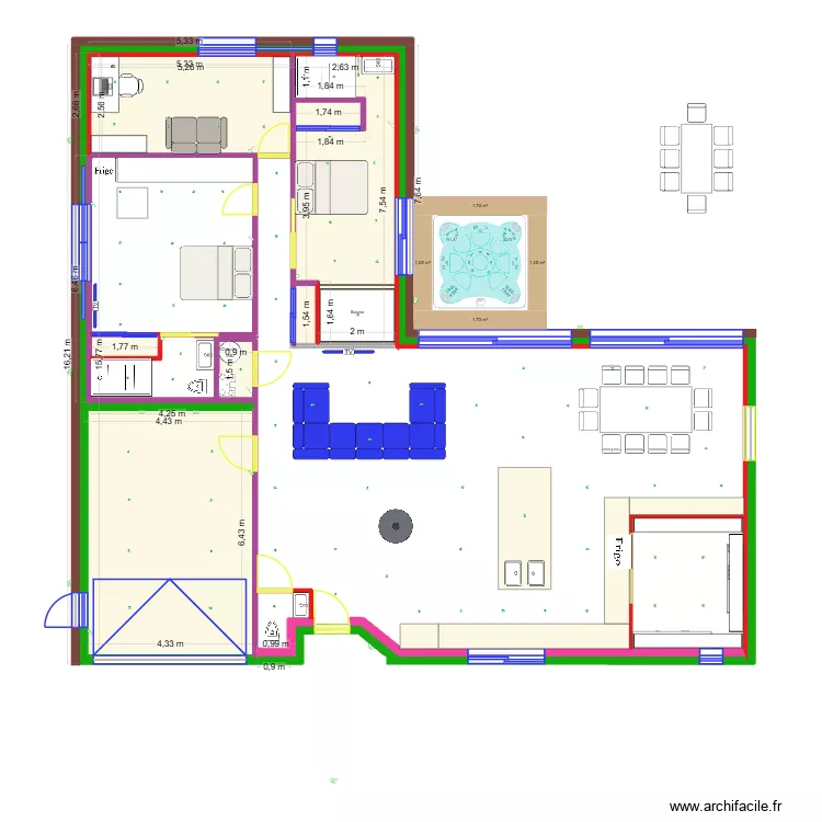 Maison Version 6. Plan de 9  et 63 m²