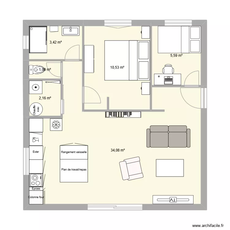 Projet 2026 2. Plan de 6  et 57 m²