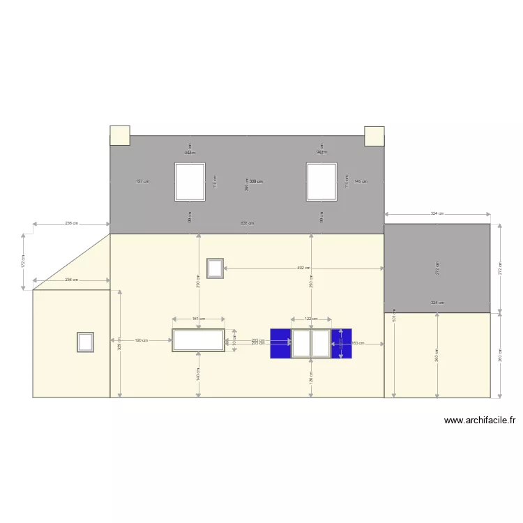 facade ouest modifi&eacute;e. Plan de 