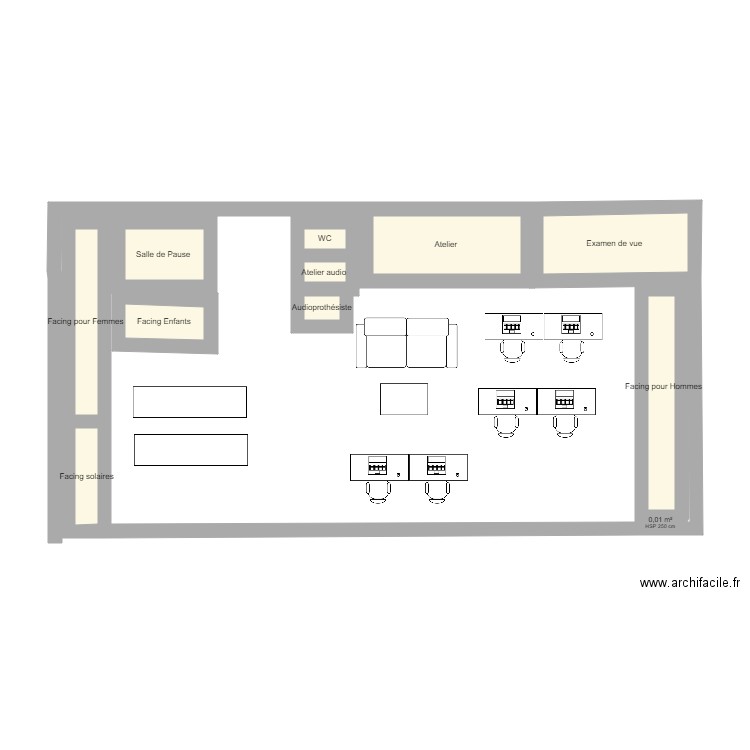 optical center plan . Plan de 11 pièces et 13 m2