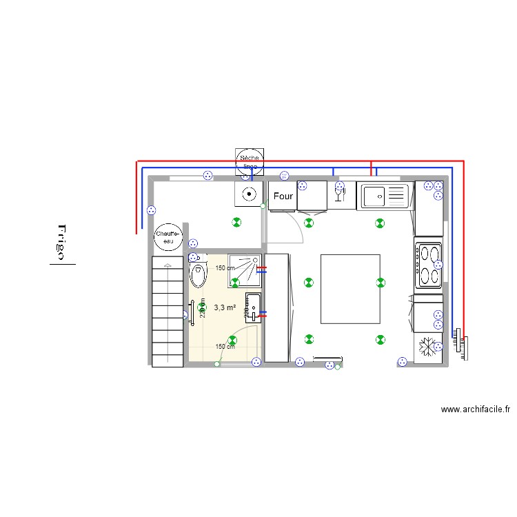 Cuisine-Sdb SS. Plan de 0 pièce et 0 m2