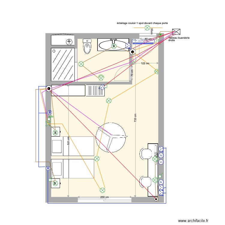 chambres E façade Etages 1 2 3 élec du 22 02 20. Plan de 0 pièce et 0 m2