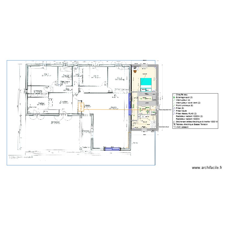 GANAY. Plan de 5 pièces et 31 m2