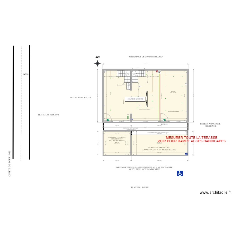 PLAN DE MASSE PROJETE. Plan de 3 pièces et 89 m2