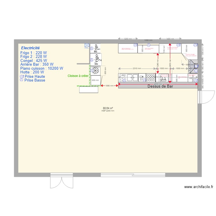 Club House CAC Chevreuse (3). Plan de 1 pièce et 89 m2