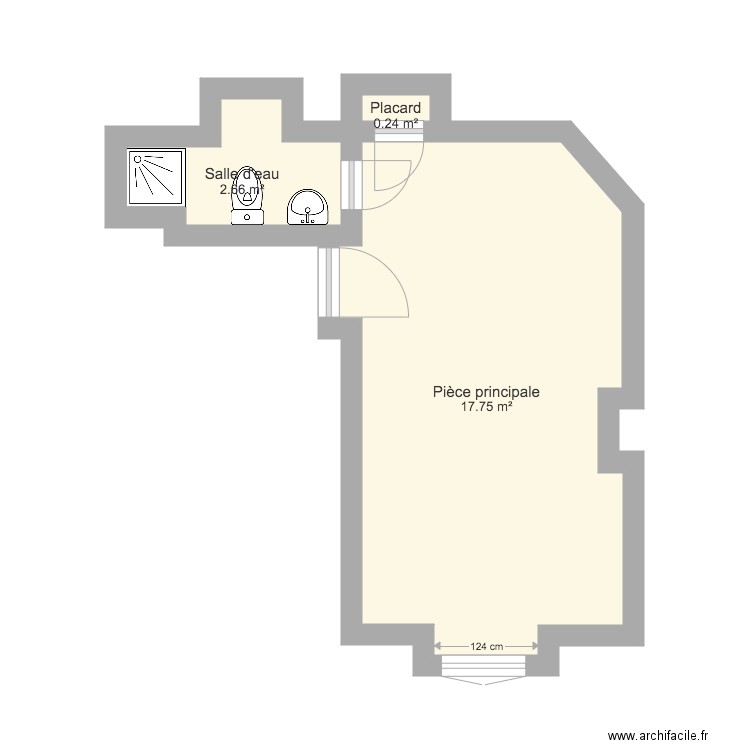 Studio . Plan de 0 pièce et 0 m2