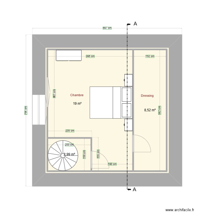 Maison Cédric 2ème étage. Plan de 4 pièces et 64 m2