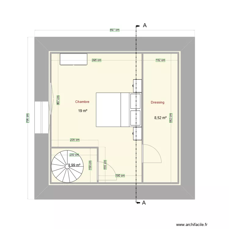 Maison C&eacute;dric 2&egrave;me &eacute;tage. Plan de 