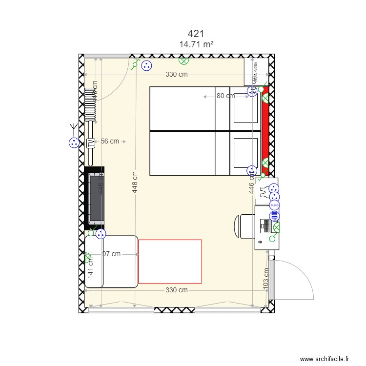 chambre 421v4CHRIS. Plan de 0 pièce et 0 m2