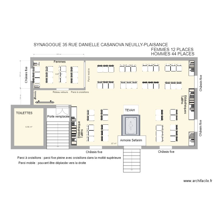 SYNAGOGUE VERSION 2. Plan de 3 pièces et 83 m2