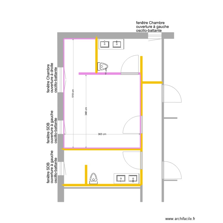 Chambre Peinture. Plan de 0 pièce et 0 m2