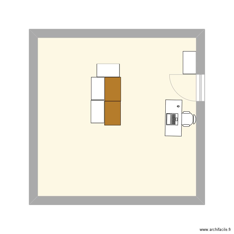 magasin. Plan de 1 pièce et 23 m2