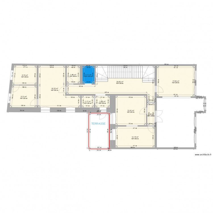 SAR  CAF 1 ER ETAGE exsistant . Plan de 12 pièces et 120 m2