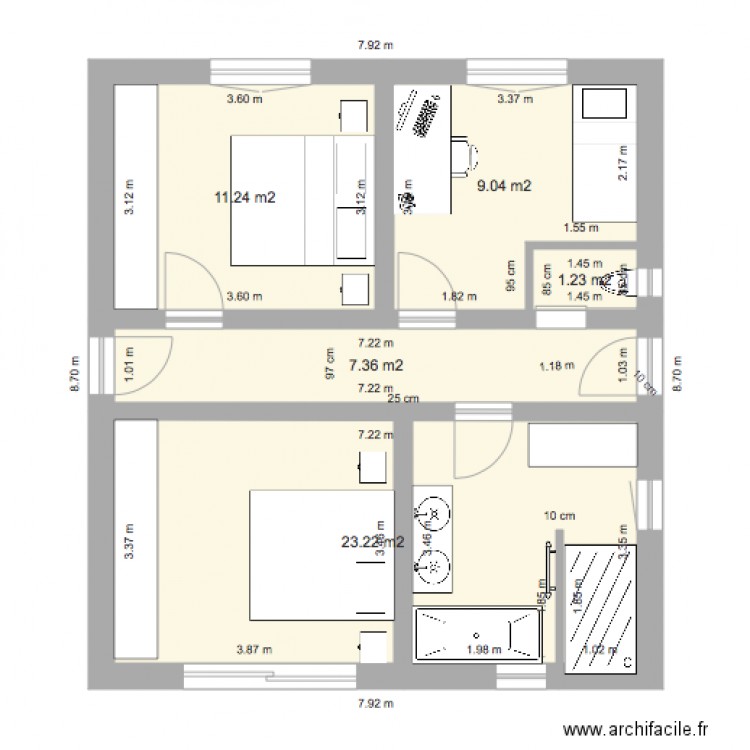 verdi 3 chambres. Plan de 0 pièce et 0 m2