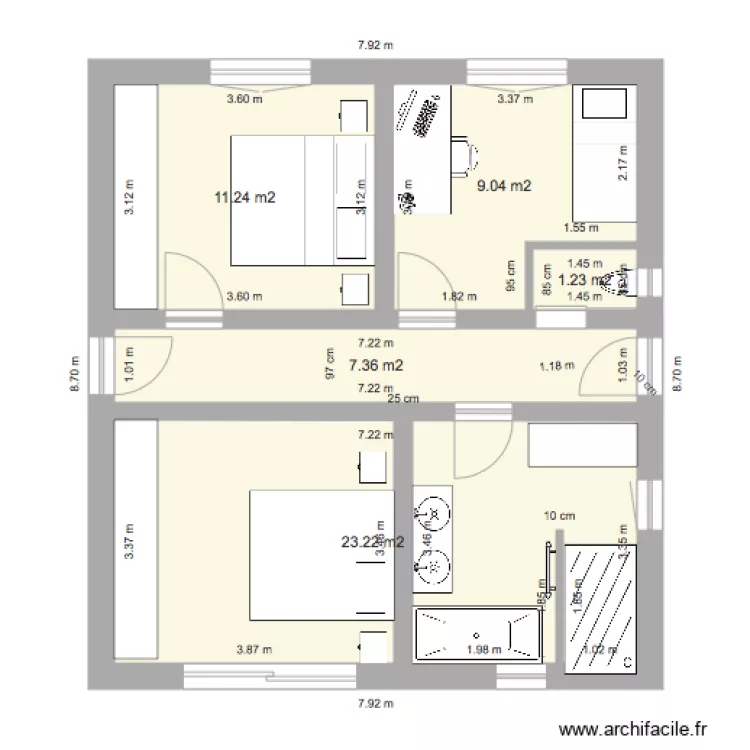 verdi 3 chambres. Plan de 