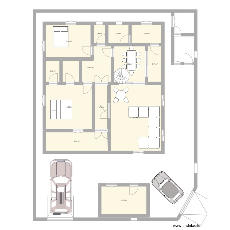 SP2. Plan de 13 pièces et 120 m2