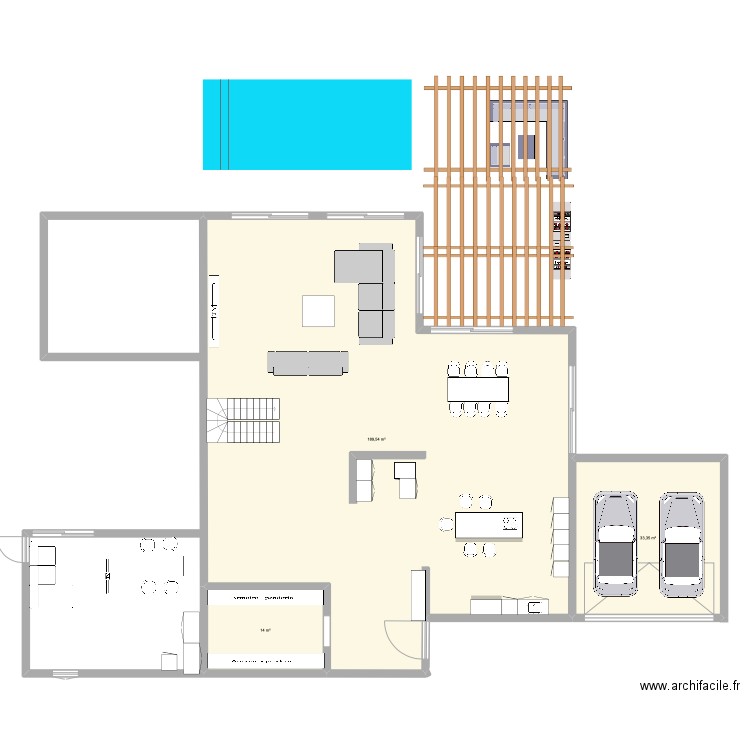 RDC PLAN MAISON 2. Plan de 5 pièces et 36 m2