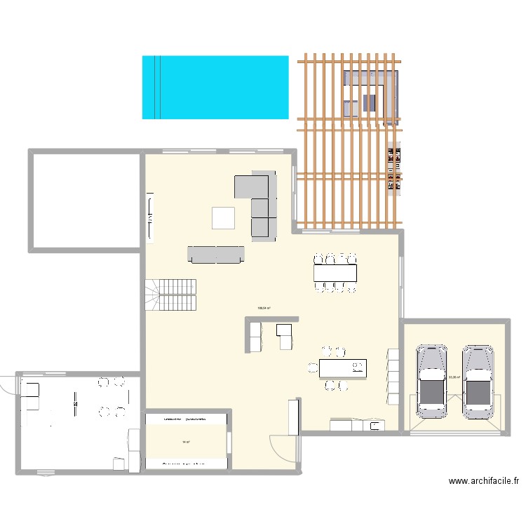 RDC PLAN MAISON 2. Plan de 3 pièces et 237 m2