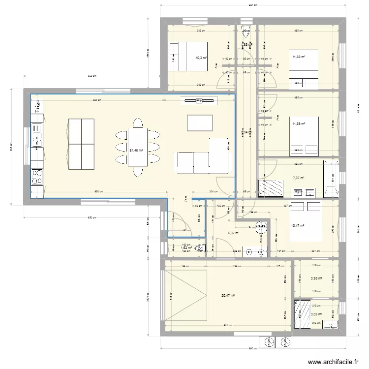 coupe aa. Plan de 