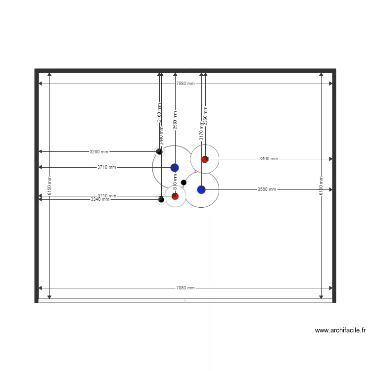 Implantation Eclairages Salon. Plan de 