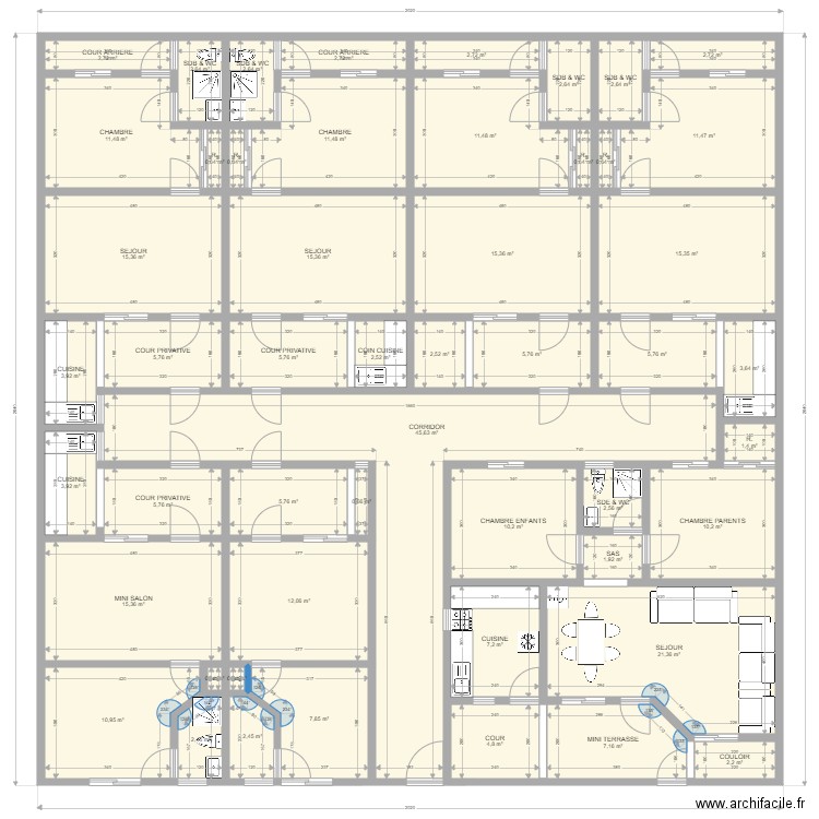 CELIBATERIUM V20210314. Plan de 409 pièces et 3275 m2