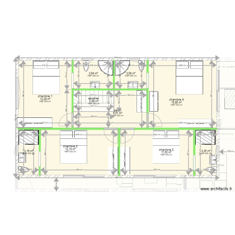 projet  decembre 2021. Plan de 17 pièces et 168 m2