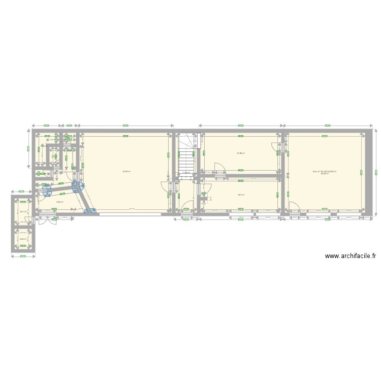 SALLES PAROISSIALES RDC EXISTANT V02. Plan de 13 pièces et 166 m2