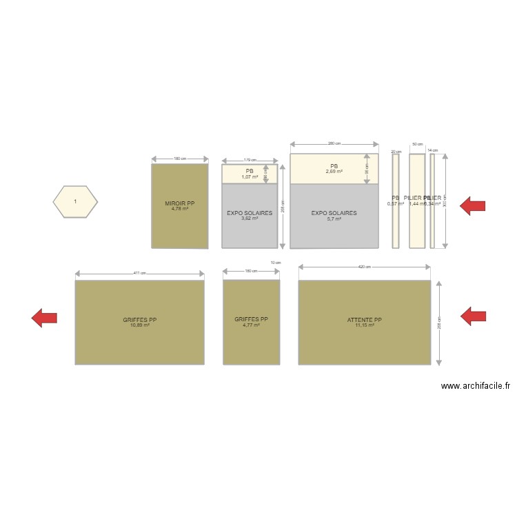 MUR DROIT EXPO et SOLAIRES GRIFFES. Plan de 0 pièce et 0 m2