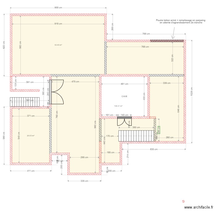 GUEUX SOUS SOL MACONNERIE 1e tranche. Plan de 0 pièce et 0 m2