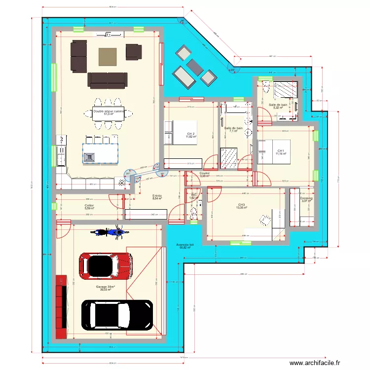 Plan Perso 122 m2  . Plan de 