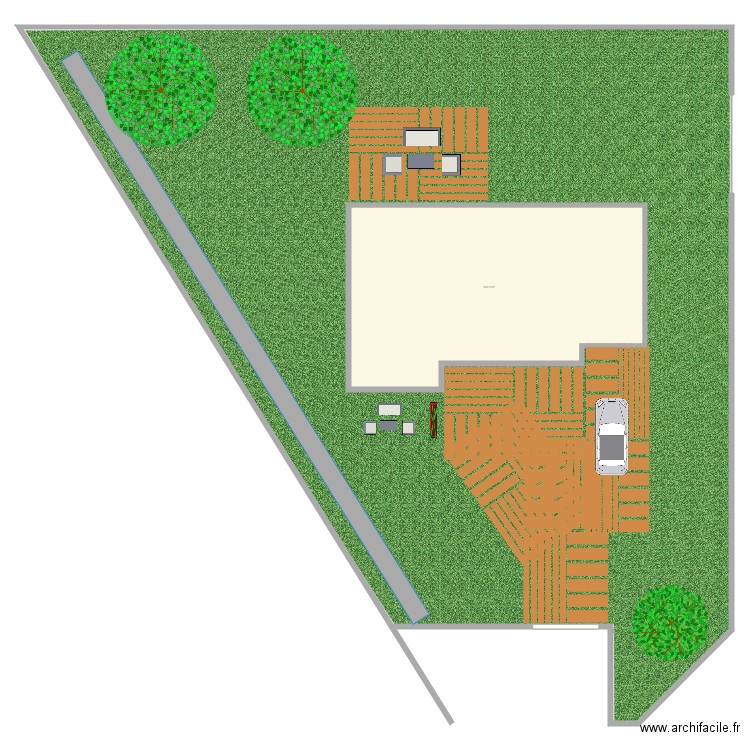 Terrain  maison jardin haie . Plan de 0 pièce et 0 m2