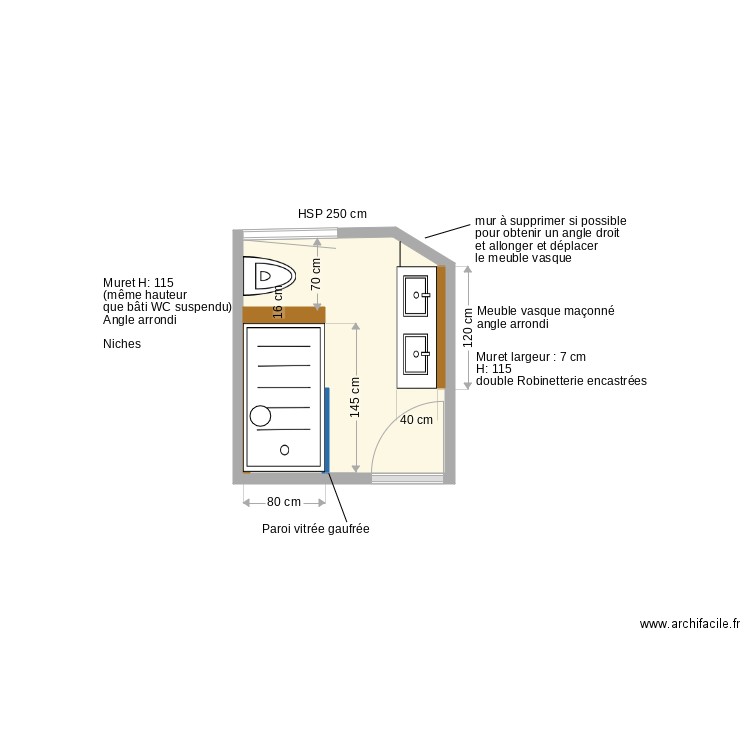 Salle de bain des Filles. Plan de 0 pièce et 0 m2